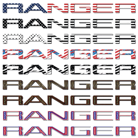 Ford Ranger Vinyl Inlay Tailgate  Letters | Stars & Stripes | '19-'23