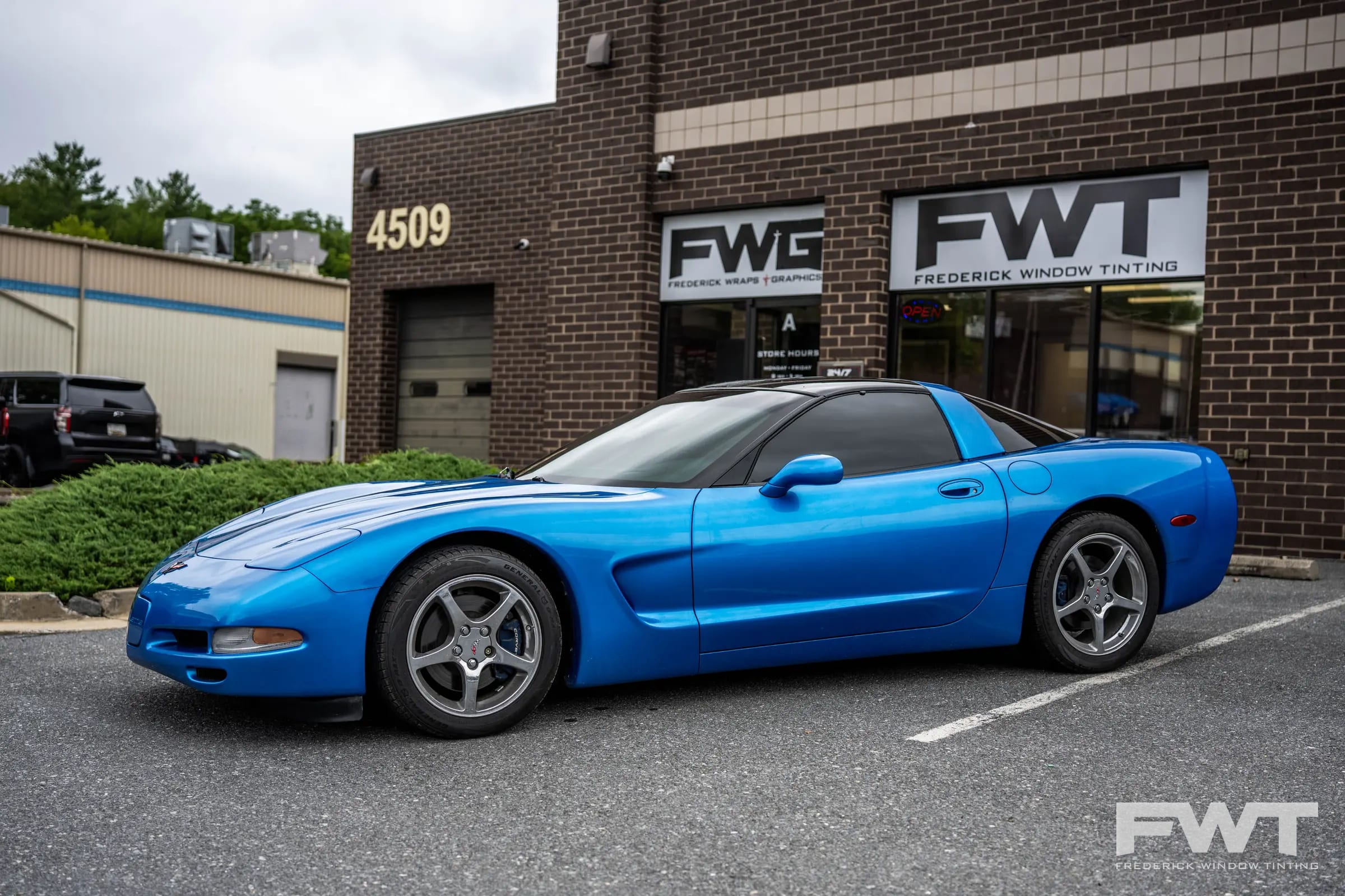 Automotive Window Tinting on a 1999 Chevrolet Corvette Coupe in Frederick, Maryland
