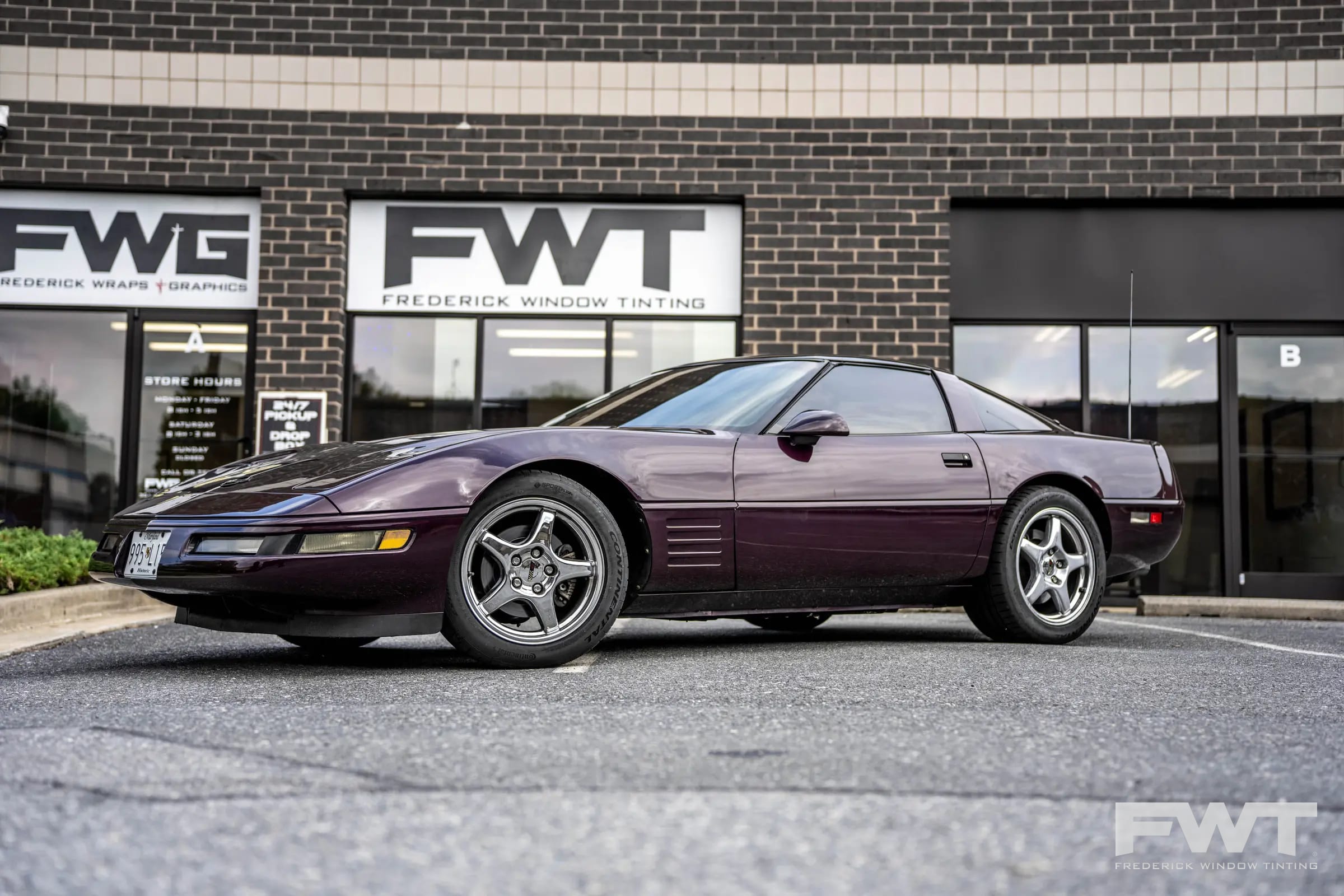 Automotive Window Tinting on a 1994 Chevrolet Corvette Coupe in Frederick, Maryland