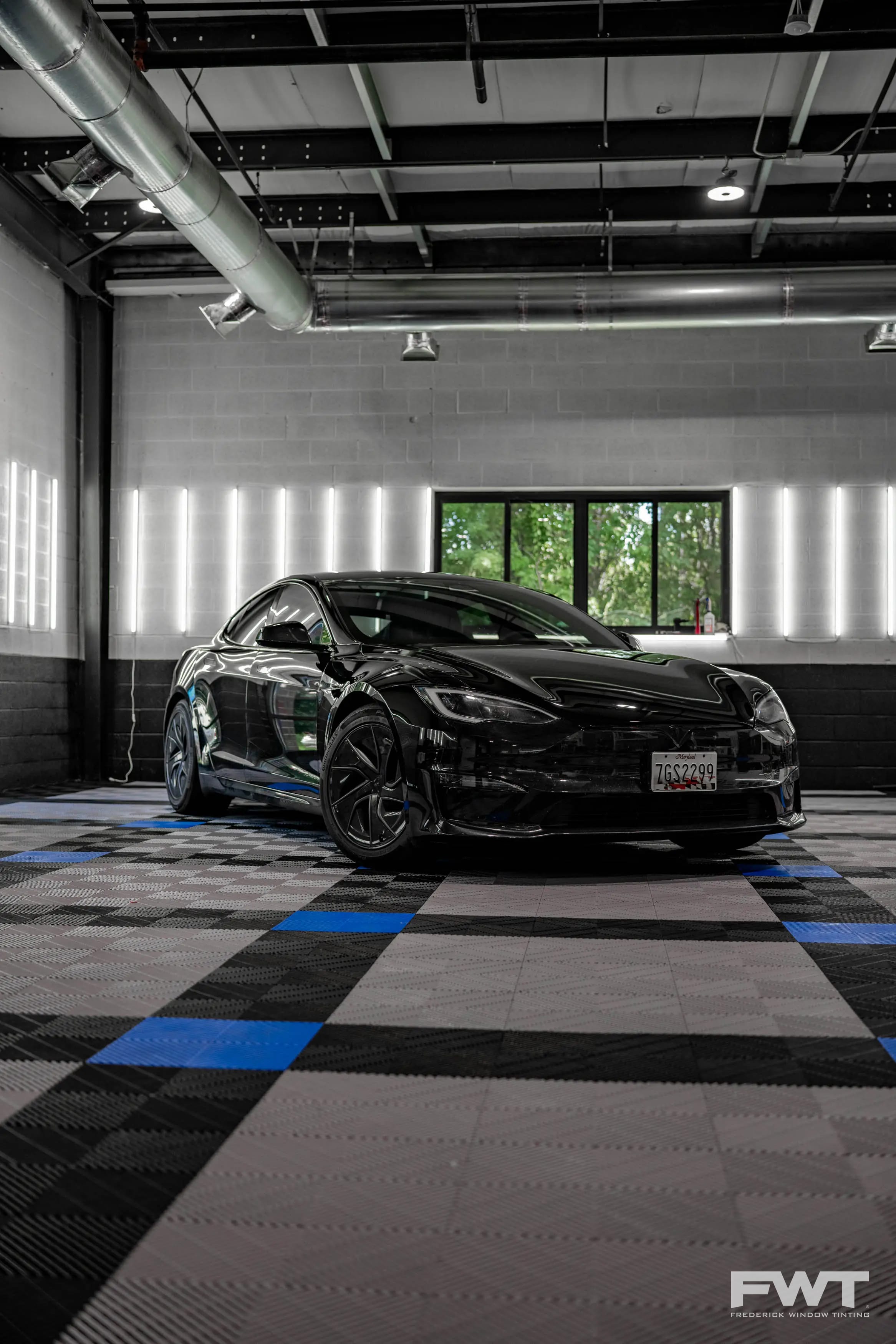 Automotive Window Tinting on a 2022 Tesla Model S in Frederick, Maryland