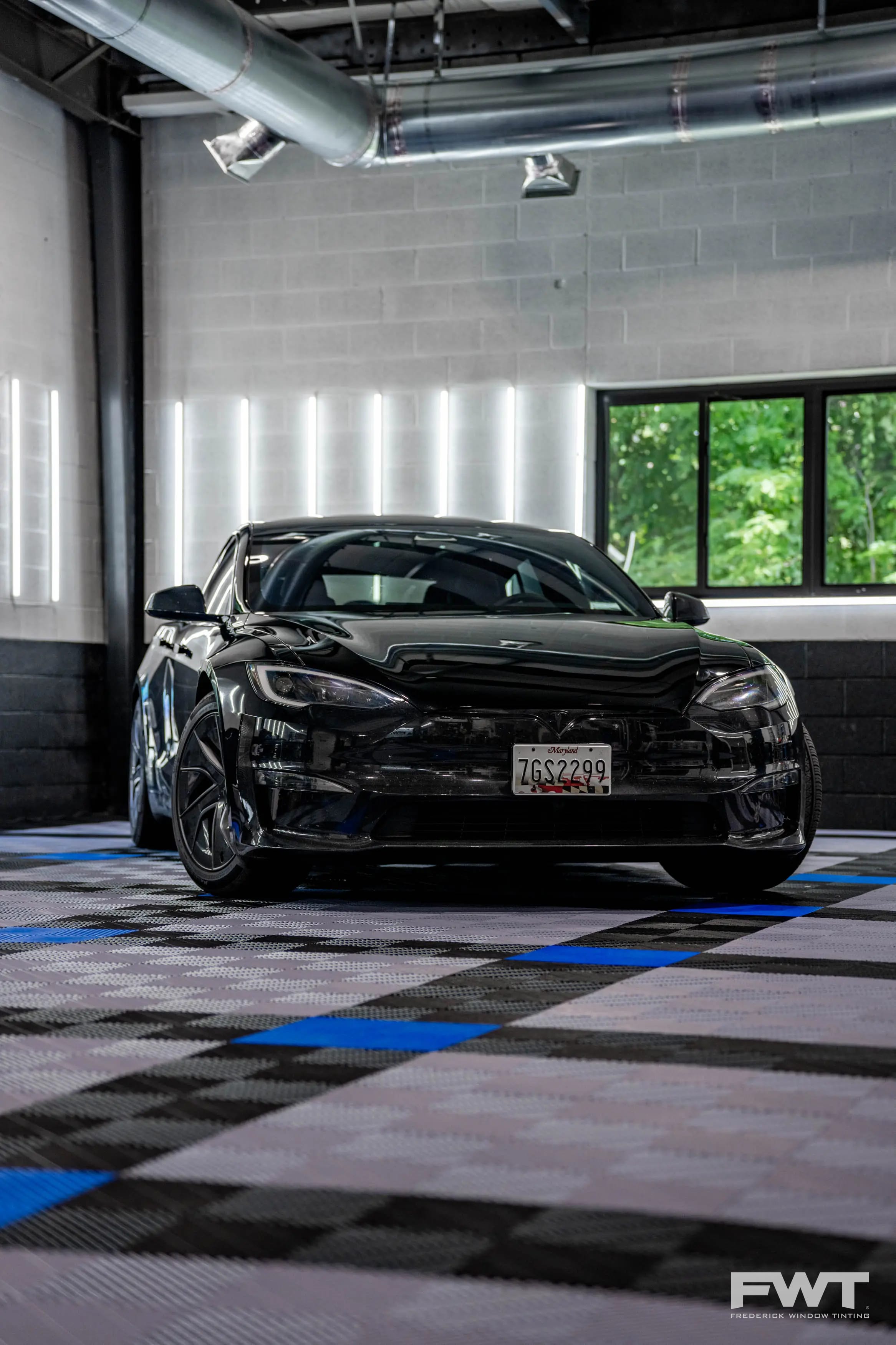 Automotive Window Tinting on a 2022 Tesla Model S in Frederick, Maryland