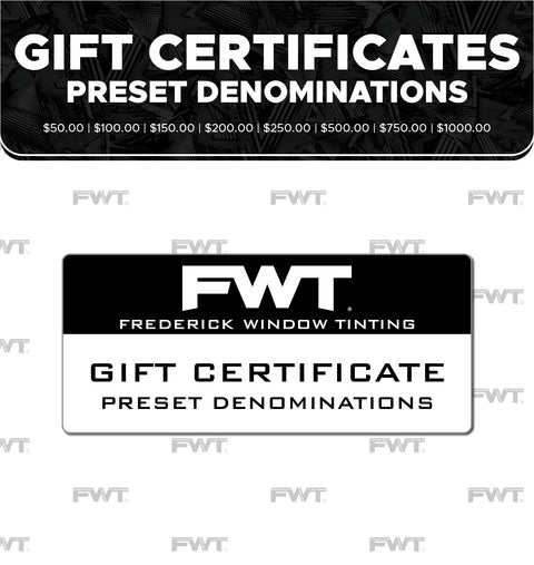 Standard Window Tint Gift Certificate | Preset Denominations